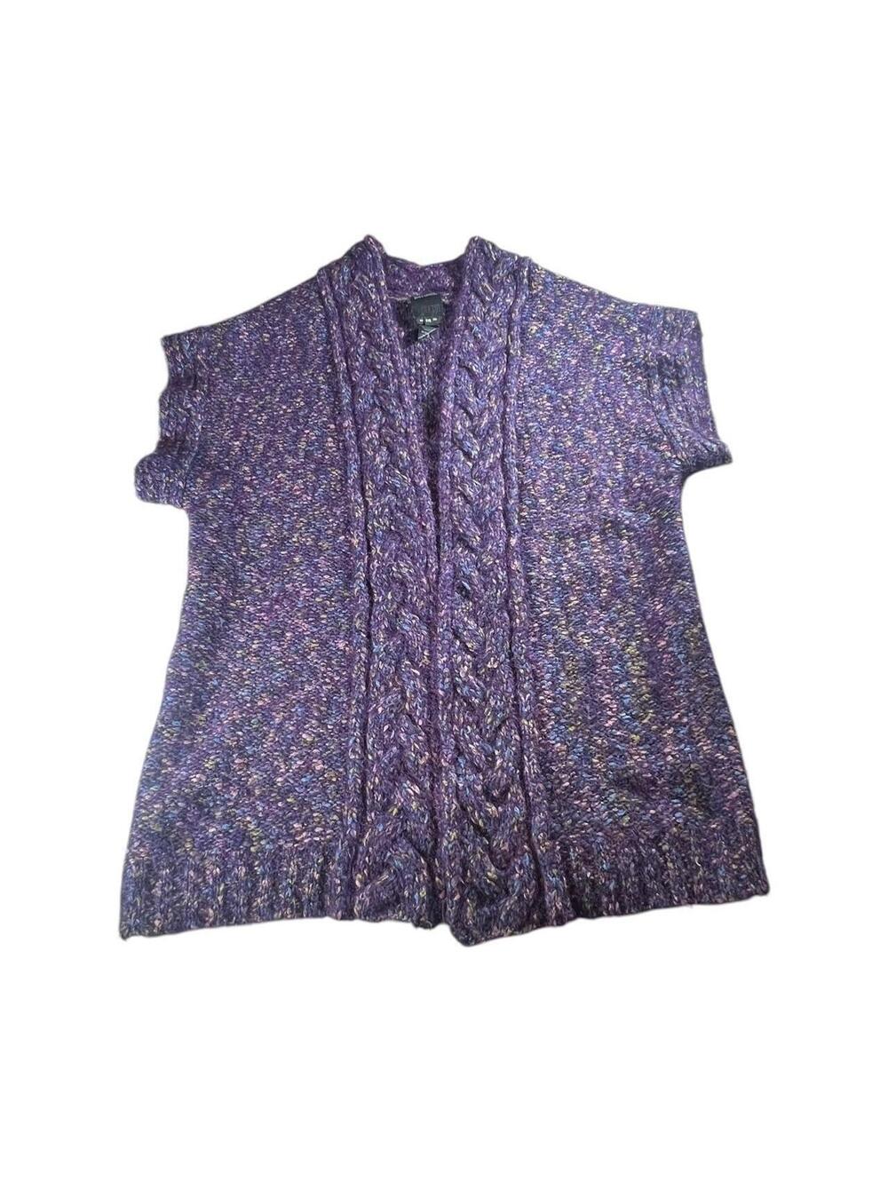 Anna Sui x James Coviello Cotton Wool Purple Speckled Knit Cardigan